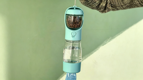 3-in-1 Pet Water Bottle – Water, Food & Waste Bag Storage