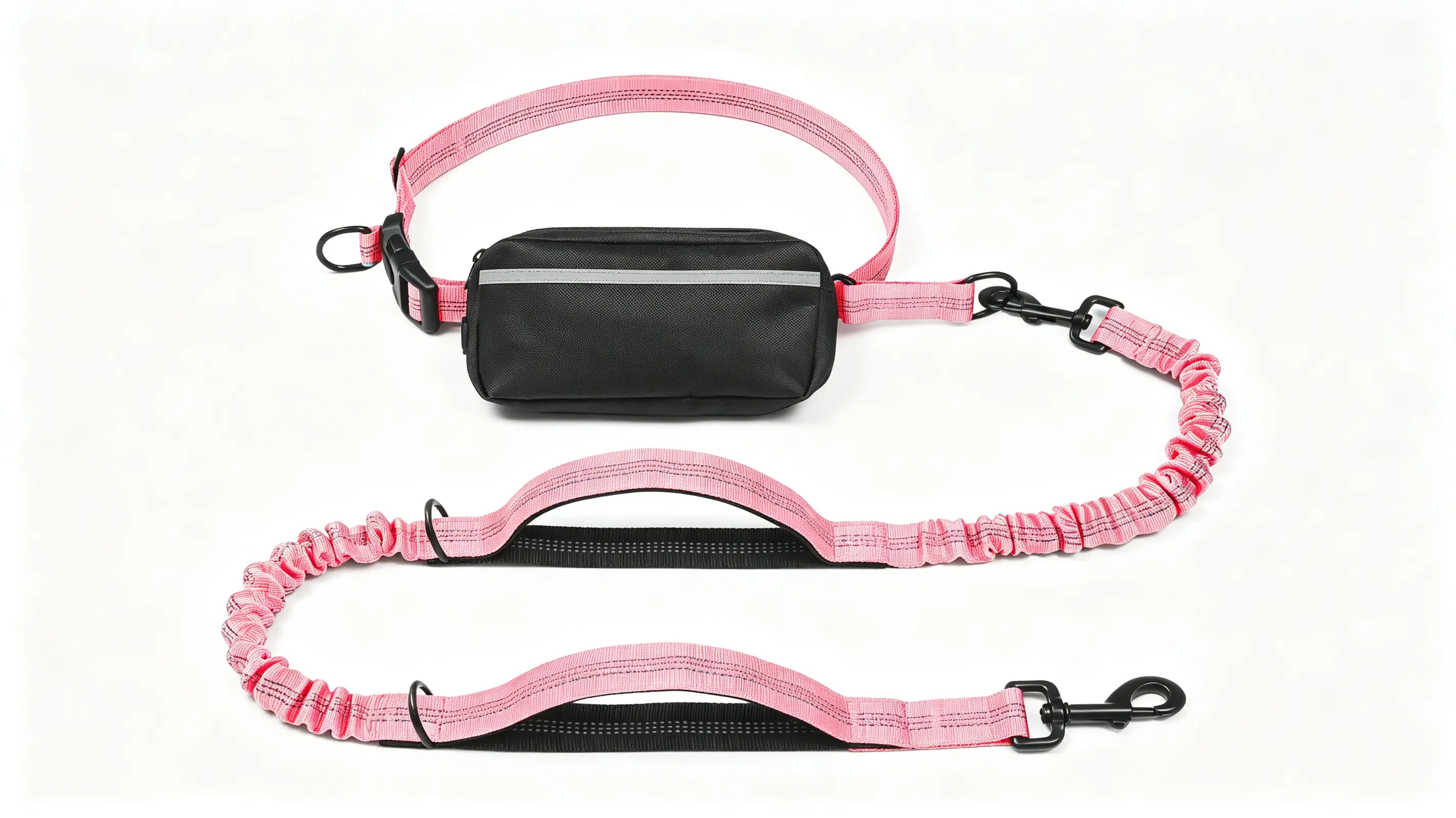 hands-free-dog-leash-double-bungee-shock-absorber-waist-belt