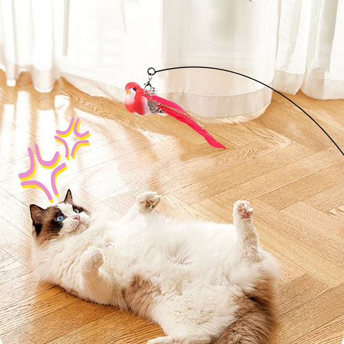 Interactive Bird Cat Toy – Suction Cup Stand, Spring Wire, Feather Birds