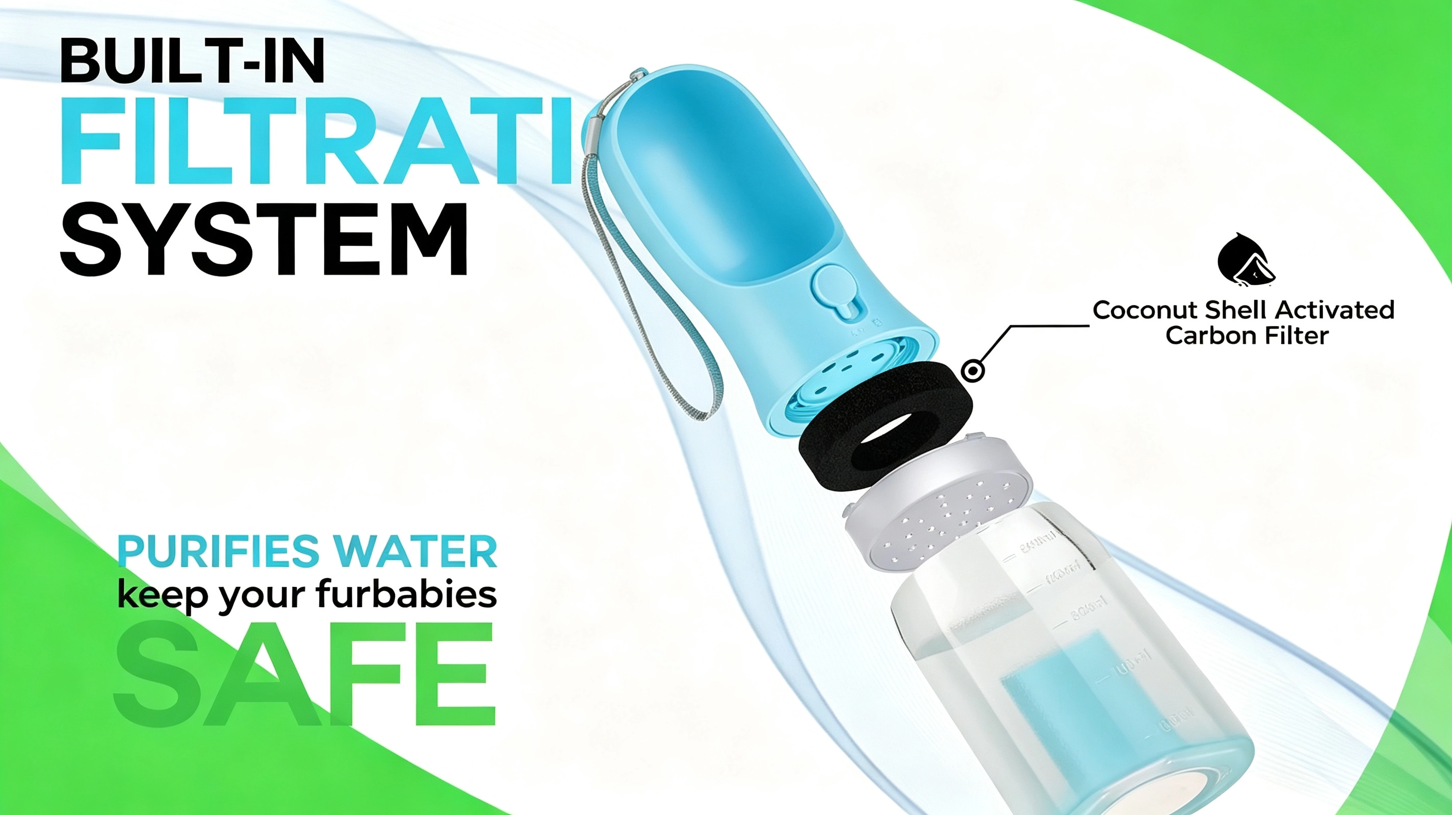 3-in-1 Pet Water Bottle – Water, Food & Waste Bag Storage