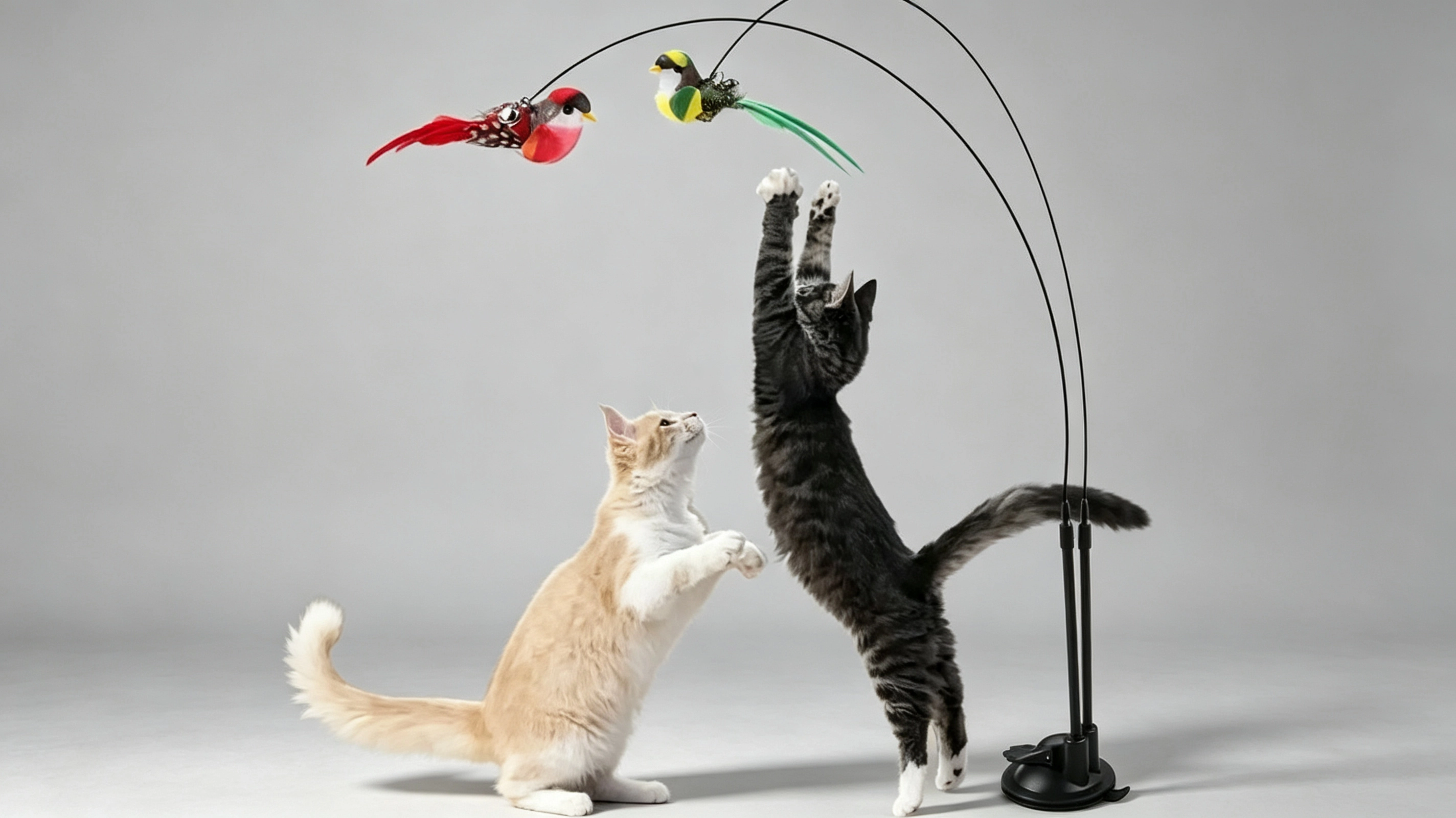 Interactive Bird Cat Toy – Suction Cup Stand, Spring Wire, Feather Birds