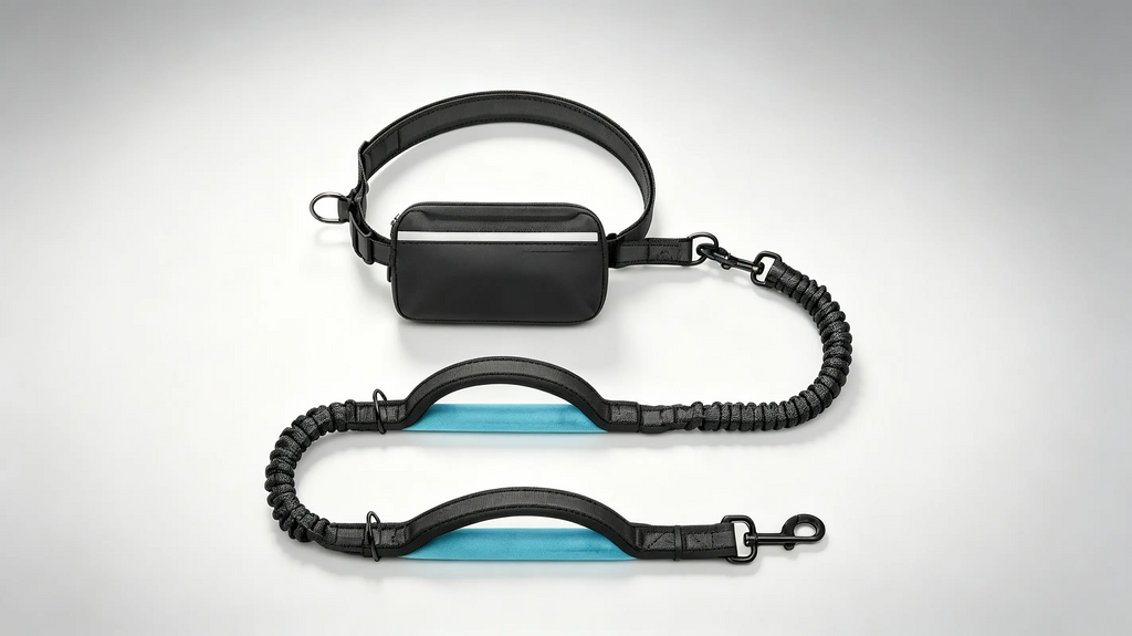 hands-free-dog-leash-double-bungee-shock-absorber-waist-belt